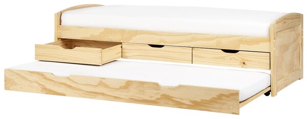 Kihúzható heverő Fenyő PETIVILLE 90 x 200 cm Világosbarna