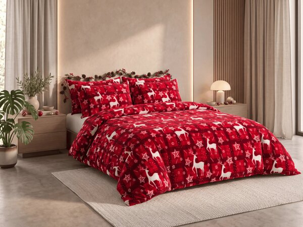 Mikroplüss ágyneműhuzat VELVET CHRISTMAS piros Ágyneműhuzat mérete: 70 x 90 cm | 140 x 200 cm