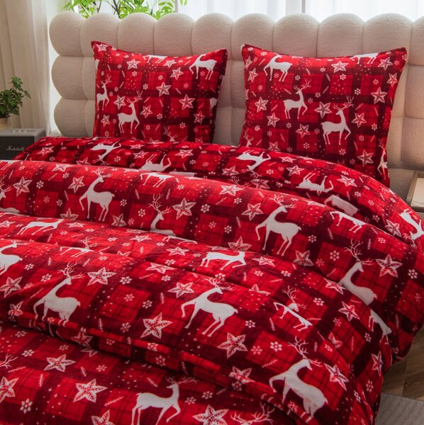 Mikroplüss ágyneműhuzat VELVET CHRISTMAS piros Ágyneműhuzat mérete: 70 x 90 cm | 140 x 200 cm