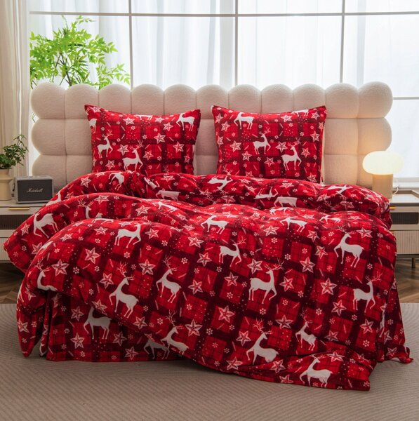 Mikroplüss ágyneműhuzat VELVET CHRISTMAS piros Ágyneműhuzat mérete: 70 x 90 cm | 140 x 200 cm