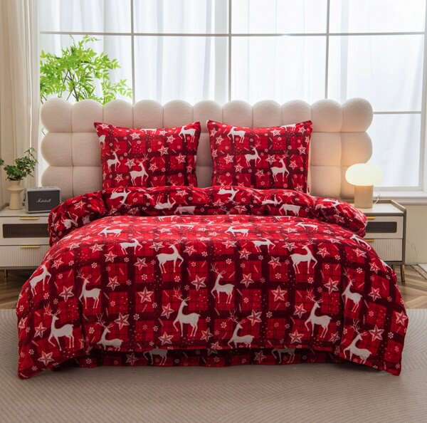 Mikroplüss ágyneműhuzat VELVET CHRISTMAS piros Ágyneműhuzat mérete: 70 x 90 cm | 140 x 200 cm