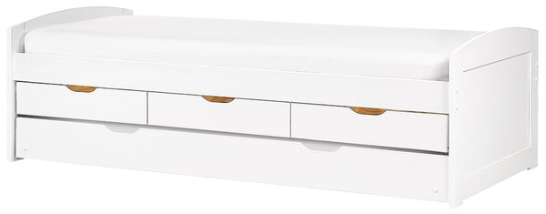 Kihúzható heverő Fenyő PETIVILLE 90 x 200 cm Fehér