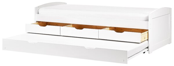 Kihúzható heverő Fenyő PETIVILLE 90 x 200 cm Fehér