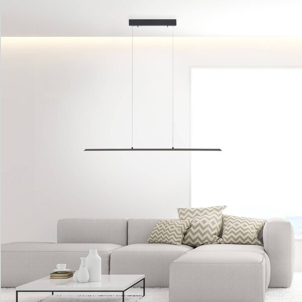 PURE LED függőlámpa Lite, antracit, 100 cm, CCT, dimmelhető, dimmelhető, Fekete, Nappali / Étkező, Alumínium, Modern