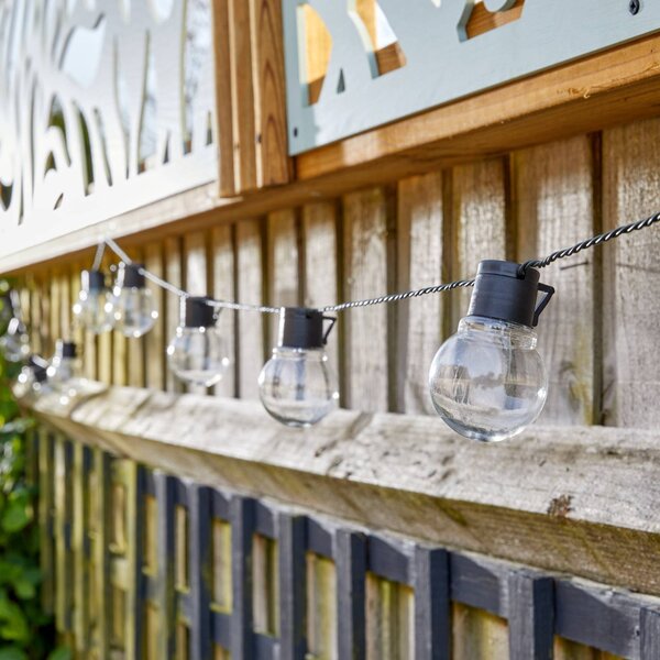 SMART GARDEN GloBulb LED-es napelemes fényfüzér, 40 lámpás, IP44, Tiszta / átlátszó, Műanyag