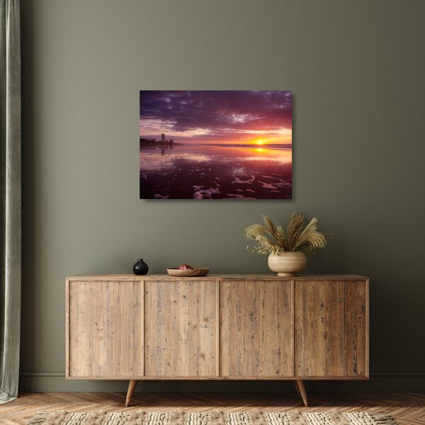 Üveg kép - Strand naplementében (70x50 cm)