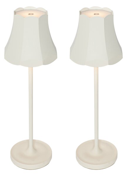 2 db-os Retro asztali lámpa készlet törtfehér, újratölthető IP44 - Granny