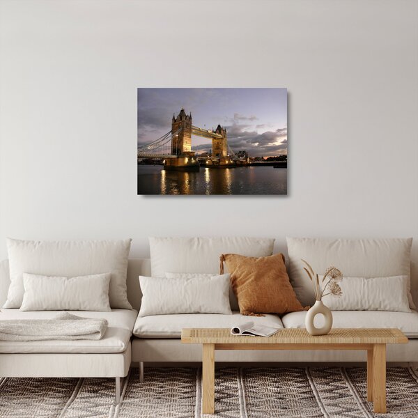 Üveg kép - Tower Bridge éjszaka (70x50 cm)
