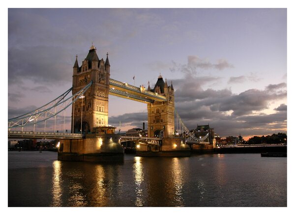 Üveg kép - Tower Bridge éjszaka (70x50 cm)