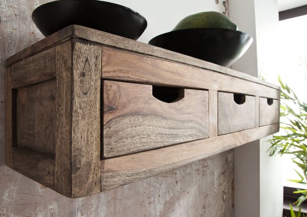 GREY WOOD rózsafa faliszekrény, masszív paliszander 20x98 cm