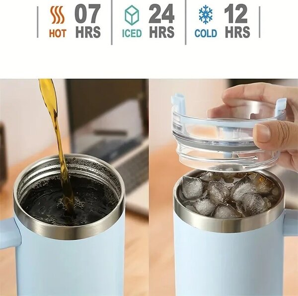Termosz bögre szívószállal TERMOS 1000 ml, szürke
