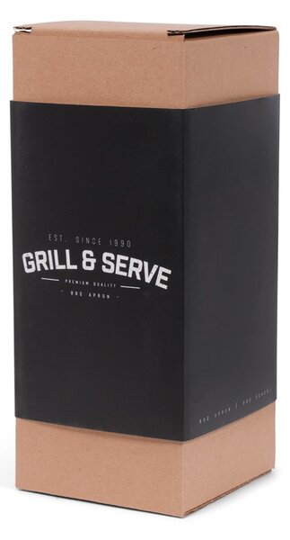 GRILL AND SERVE alacsony derék kötény ökobőr, fekete