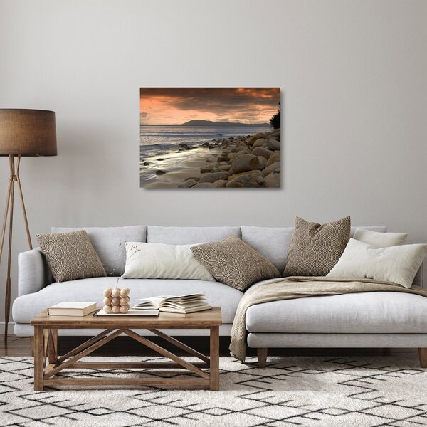 Üveg kép - Tenger és hegyek (70x50 cm)