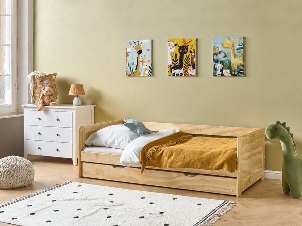 Kihúzható heverő Fenyő GRAVELINES 90 x 200 cm Világosbarna