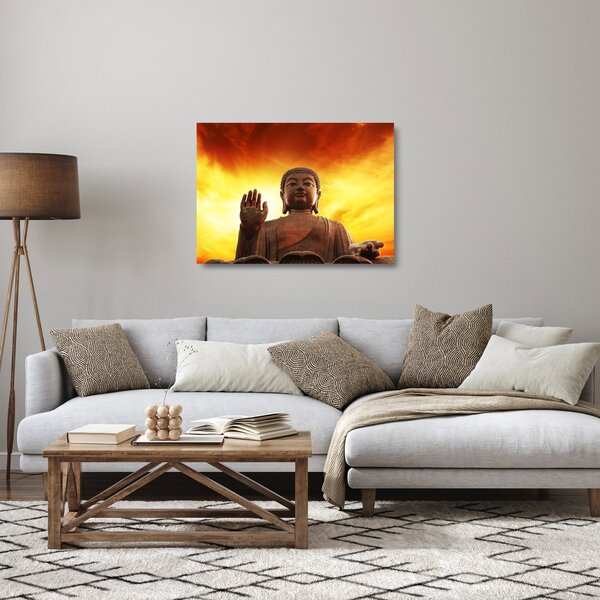 Üveg kép - Buddha piros és sárga háttérrel (70x50 cm)