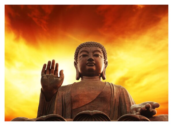 Üveg kép - Buddha piros és sárga háttérrel (70x50 cm)