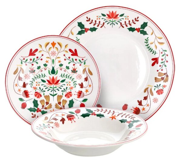 TOGNANA Winter Folk 18 részes karácsonyi porcelán étkészlet