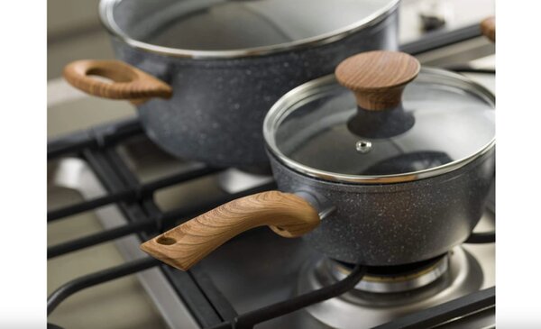 TOGNANA Stone&wood 8 részes indukciós edénykészlet szürke kőhatású fa mintázatú fogantyúkkal
