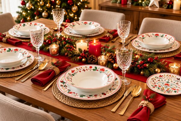 TOGNANA Winter Folk 18 részes karácsonyi porcelán étkészlet