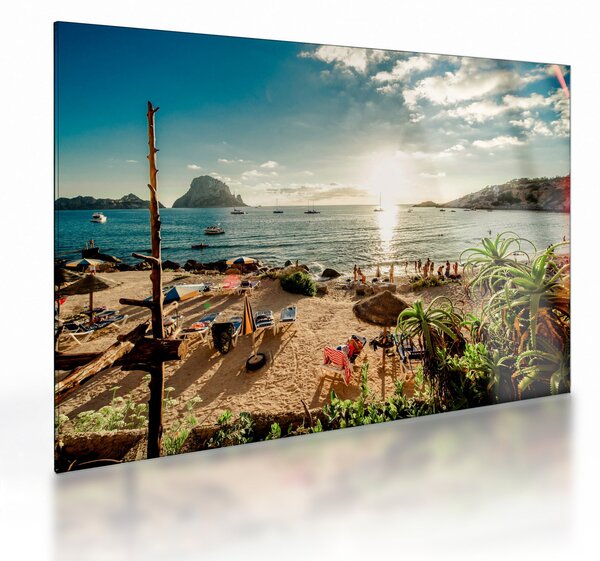 Üveg kép - Strand emberekkel (70x50 cm)