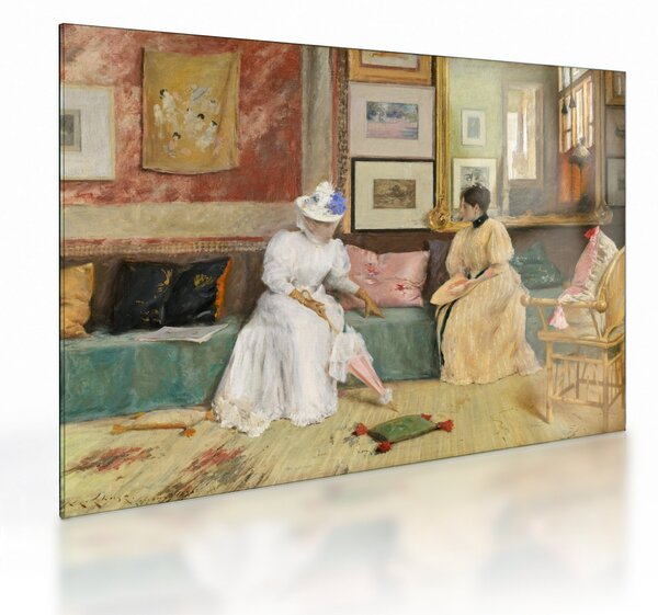 Üveg kép - William Merritt Chase, A Friendly Call, reprodukciók (70x50 cm)