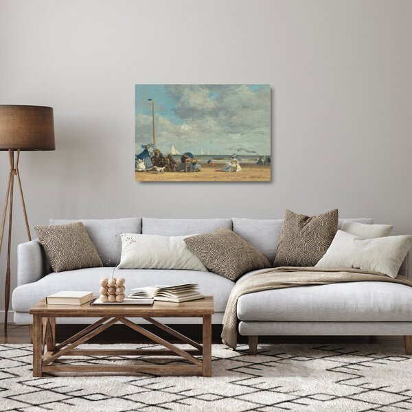 Üveg kép - Eugène Boudin, Beach at Trouville, reprodukciók (70x50 cm)