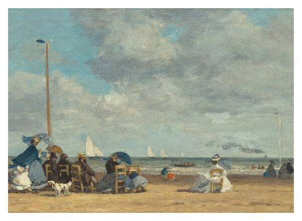Üveg kép - Eugène Boudin, Beach at Trouville, reprodukciók (70x50 cm)