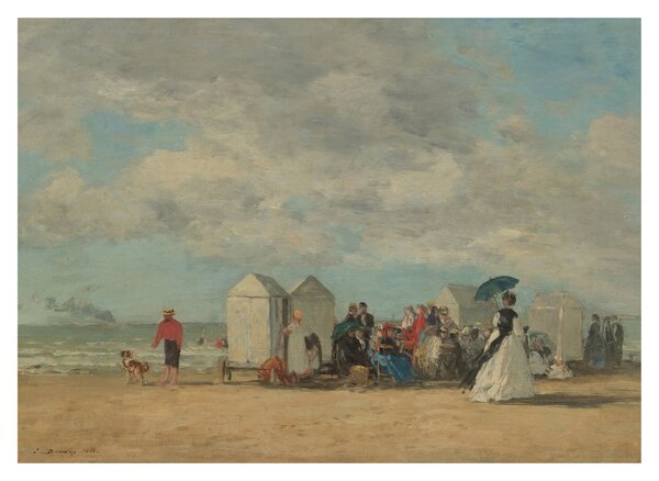 Üveg kép - Eugène Boudin, Beach Scene, reprodukciók (70x50 cm)