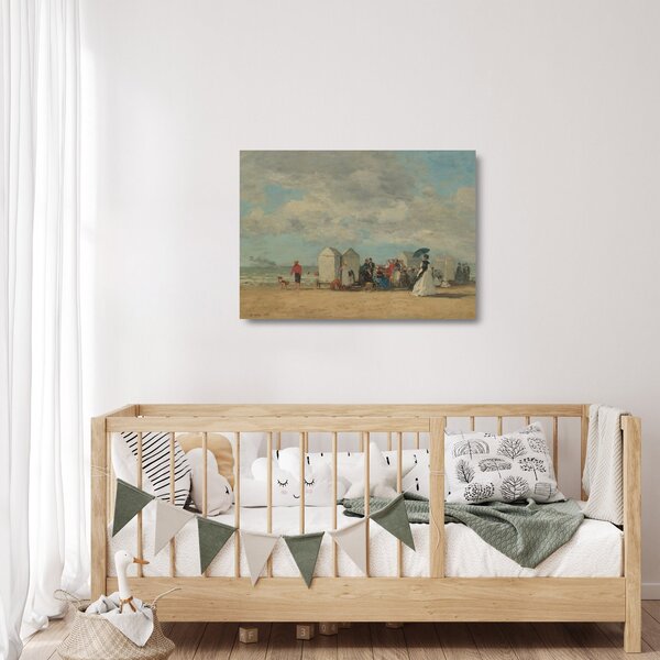 Üveg kép - Eugène Boudin, Beach Scene, reprodukciók (70x50 cm)