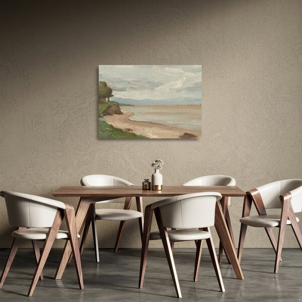 Üveg kép - Jean-Baptiste-Camille Corot, Beach Near Etretat, reprodukciók (70x50 cm)