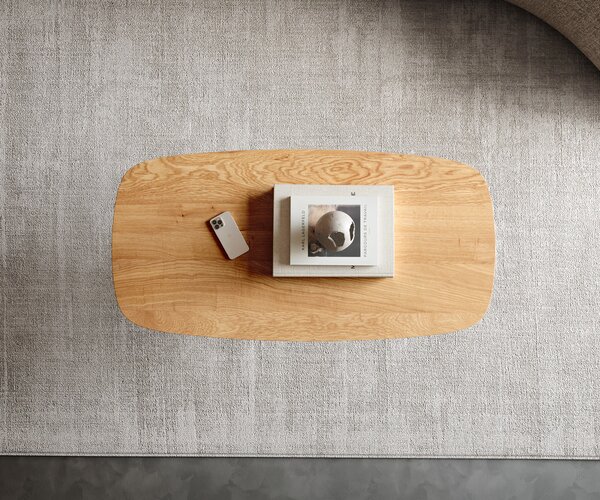 DELIFE Dohányzóasztal Edge hajóformájú 100x50 cm tölgy természetes svájci él Sarity fém fekete