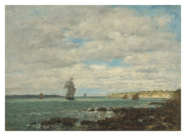 Üveg kép - Eugène Boudin, Coast of Brittany, reprodukciók (70x50 cm)