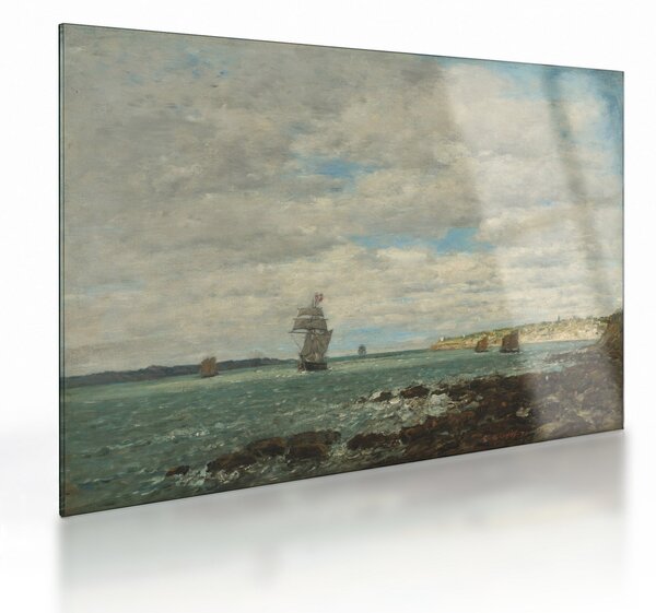 Üveg kép - Eugène Boudin, Coast of Brittany, reprodukciók (70x50 cm)