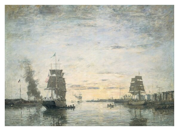 Üveg kép - Eugène Boudin, Entrance to the Harbor, Le Havre, reprodukciók (70x50 cm)