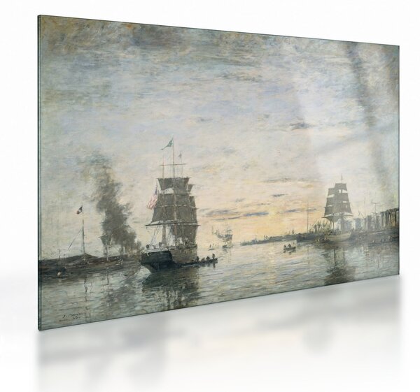 Üveg kép - Eugène Boudin, Entrance to the Harbor, Le Havre, reprodukciók (70x50 cm)