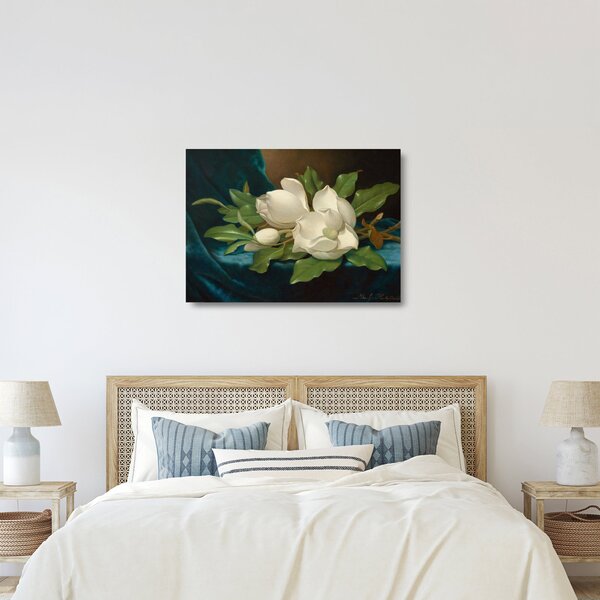 Üveg kép - Martin Johnson Heade, Giant Magnolias on a Blue Velvet Cloth, reprodukciók (70x50 cm)