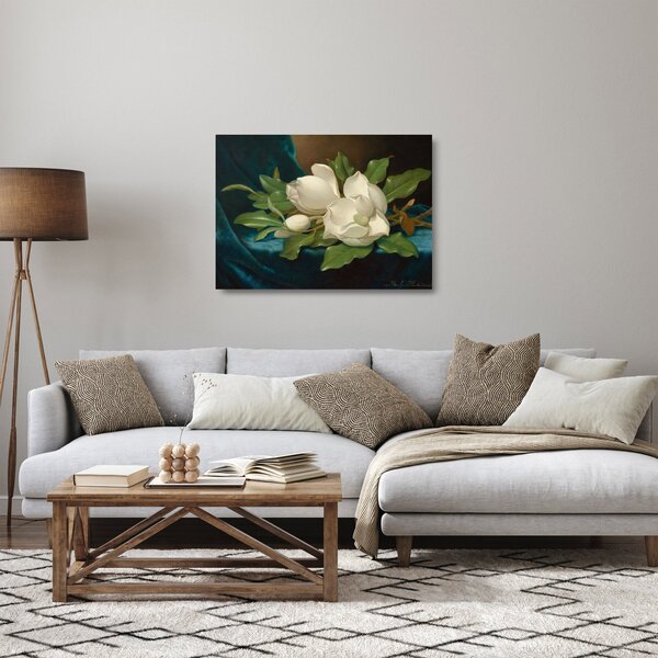 Üveg kép - Martin Johnson Heade, Giant Magnolias on a Blue Velvet Cloth, reprodukciók (70x50 cm)