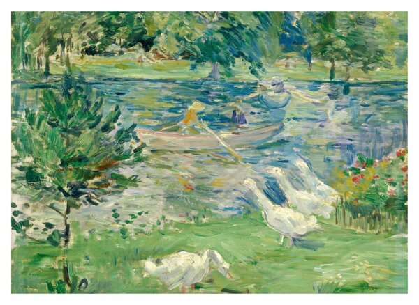 Üveg kép - Berthe Morisot, Girl in a Boat with Geese, reprodukciók (70x50 cm)