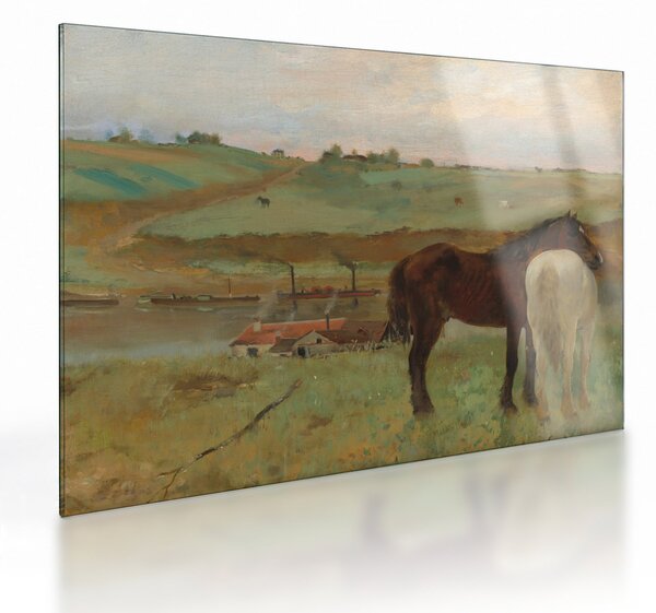 Üveg kép - Edgar Degas, Horses in a Meadow, reprodukciók (70x50 cm)