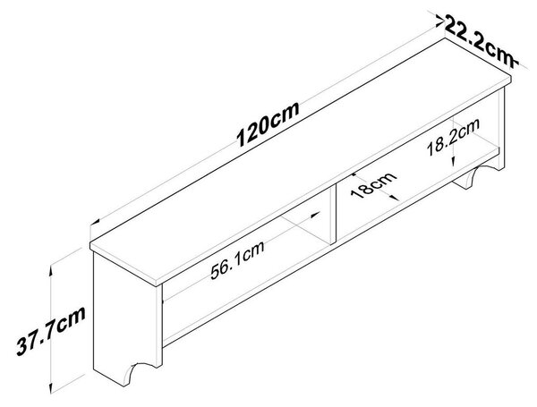 Fali fogas 120 cm, fehér diófa szín - MANTEAU
