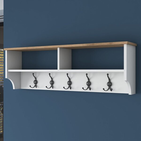 Fali fogas 120 cm, fehér diófa szín - MANTEAU