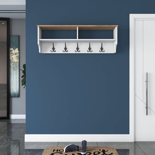 Fali fogas 120 cm, fehér diófa szín - MANTEAU