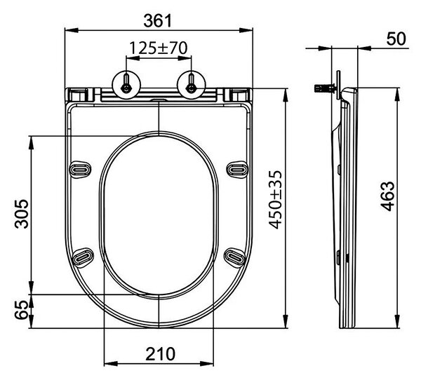Sapho Sapho, AVIS WC-ülőke, SLIM, Soft Close, Easy Take, fehér, PCS106