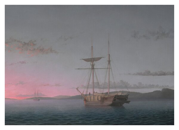 Üveg kép - Fitz Henry Lane, Lumber Schooners at Evening on Penobscot Bay, reprodukciók (70x50 cm)