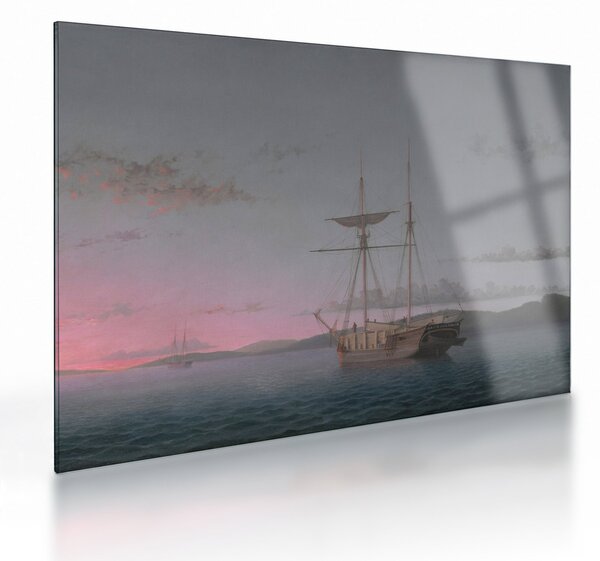 Üveg kép - Fitz Henry Lane, Lumber Schooners at Evening on Penobscot Bay, reprodukciók (70x50 cm)