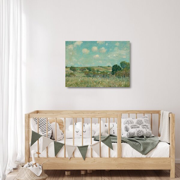 Üveg kép - Alfred Sisley, Meadow, reprodukciók (70x50 cm)