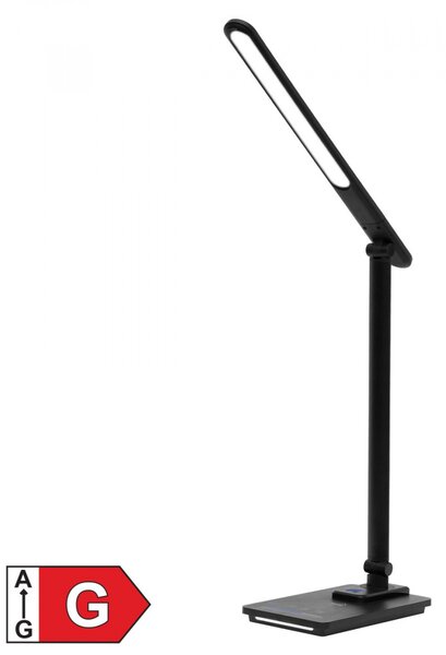 LED-es asztali lámpa éjjeli fénnyel, fém, fekete