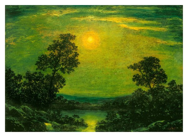 Üveg kép - Imitator of Ralph Albert Blakelock, Moonlight, reprodukciók (70x50 cm)