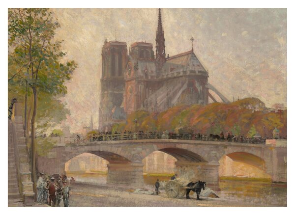 Üveg kép - Robert William Vonnoh, Notre Dame de Paris, reprodukciók (70x50 cm)