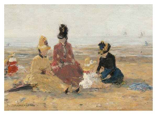 Üveg kép - Eugène Boudin, On the Beach, Trouville, reprodukciók (70x50 cm)